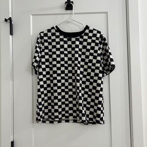 Black & White Checker Knit Short-Sleeve Shirt